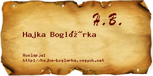 Hajka Boglárka névjegykártya
